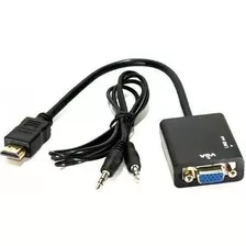 Cabo Conversor Hdmi P/ Vga Pc Xbox Ps3 Tv C/ Saída De Áudio