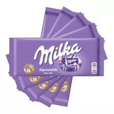 Kit 5 Chocolate Milka Alpine Ao Leite 100g