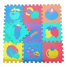 Alfombra Goma Eva Set 10 Cuadros Frutas 30x30 Bebes Niños