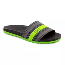 Chinelo Slide Infantil Klin Grafite/verde Neon Confortável 