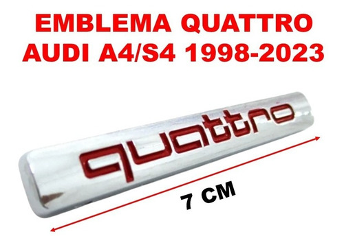 Emblema Quattro Audi A4/s4 1998-2023 Crom/rojo Foto 3