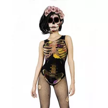 Fantasia Body Colan Caveira Mexicana Esqueleto Halloween