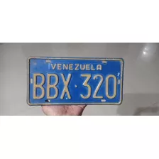 Antigua Placa Matrícula De Carro Vintage De Colección Azul.