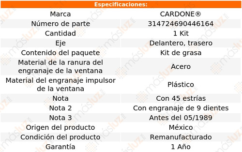 (1) Kit Engranes Ventana Ltd C Victoria 87/89 Cardone Foto 3