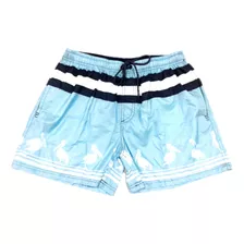 Short Baño Estampado Con Suspensor Azul Claro The Dark King