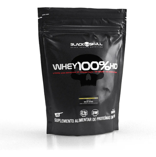 Suplemento Em Pó Black Skull Whey 100% Hd Sabor Milho Verde 900 G