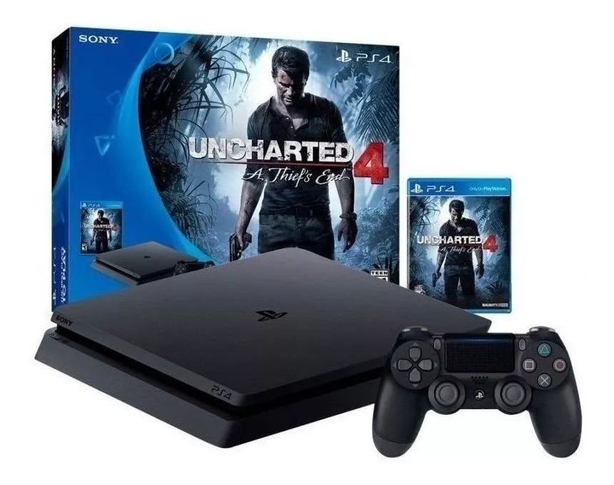 Sony Playstation 4 Slim 500gb Uncharted 4: A Thief's End Bundle Color Negro Azabache