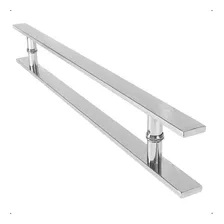 Puxador Duplo Aço Inox 80cm Chato Portas De Vidro/ Madeira