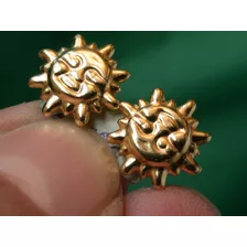 Par Caravanas Enchapadas Oro 18k Sol Sonriente Luli 