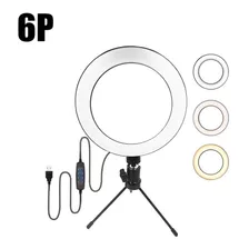 Ring Light Iluminador 3 Cores 16cm Com Tripé 6p C Controle.