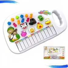 Teclado Fazendinha Piano Infantil Musical Som De Animais Cor Branco