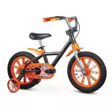 Bicicleta Infantil Infantil Nathor Aro 14 First Pro 2020 Aro 14 Cor Preto/laranja Com Rodas De Treinamento