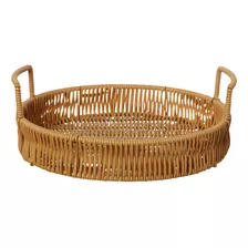 Bandeja Rattan Com Alça Autumn 25x25x4,5cm - Hauskraft