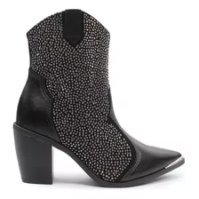 Bota Nobuck C/ Strass Preto Vizzano