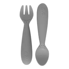 Ezpz Mini Utensilios (tenedor Y Cuchara En Gris) - Tenedor Y