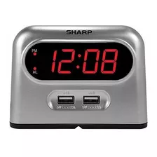 Reloj Despertador Digital Sharp Con Puertos De Carga Usb De