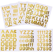 Stickers Letras Y Numeros 2.5cm Vinilo Dorado Set 202
