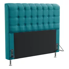 Cabeceira Para Cama De Casal Rana 140 Tecido Sued Cor Azul-turquesa