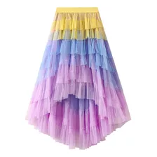 Irregular High Waist Mesh Half Cake Skirt