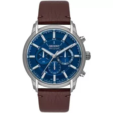 Relógio Orient Masculino Pulseira Couro Marrom Mbscc055 Azul