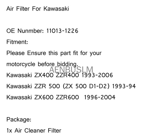 Filtro De Aire P/ Kawasaki Zx400g Ninja Zx4 Zzr400 Foto 5