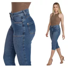 Calça Jeans Capri Feminina Cintura Alta Modeladora Veste Bem