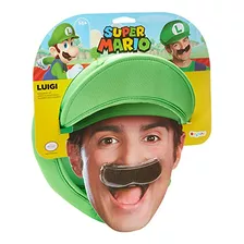 Super Mario Bros. Luigi Adultos Disfraz Sombrero Y Bigote Un