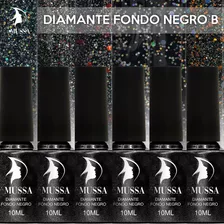 Gama De Gel Semipermanente Mussa 6 Pzs Para Uñas Color Diamante Fondo Negro B