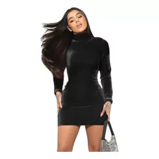 Vestido Feminino Veludo Manga Longa Tubinho Curto