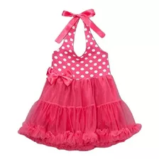 Vestido Niña Tutú Halter Rosa Fuerte Y Blanco Talla 3/5