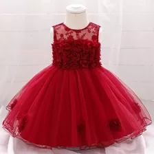 Vestido De Bebé De Fiesta Mini-mi Modelo Gaia Bordó