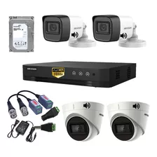 Kit Completo 4 Camaras Con Audio 1080p Hikvision 1tb Seagate