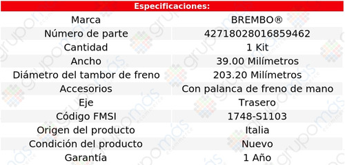 Zapatas De Freno Traseras Brembo Peugeot 301 2013 A 2019 Foto 2