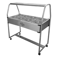 Buffet Térmico Carrinho Self Service Inox 8 Cubas Spolu