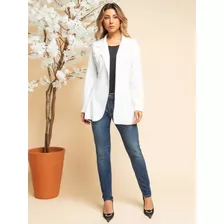 Blazer Feminino Max Acinturado Sobretudo Longo Neoprene