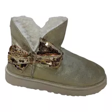 Bota Ugg Mini Sequin Bow Cuero Dorado Talla 40