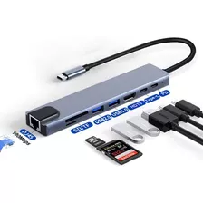 Adaptador Hub Para Macbook iPad 8 Em 1 Usb-c Hdmi 4k