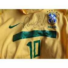 Camisa De Jogo Seleção Autografada Por Ronaldinho Gaucho