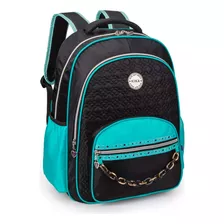 Mochila Feminina Notebook Kika Kk23m18 Cor Verde-preto