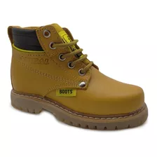 Bota Piel Para Niño Cosida Super Resistente No Resbala 023