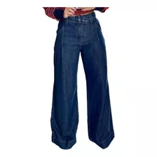Calça Jeans Pantalona Com Cinto Encapado Moda Feminina