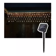 Luces De Navidad Cascada Malla 88 Led Solar Estrella Cálida