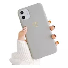 Funda Para iPhone 11 De Silicona De Corazon - Gris