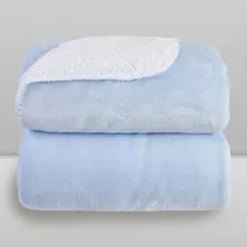 Cobertor Donna Bebê 110x90cm Microfibra Plush E Sherpa Azul