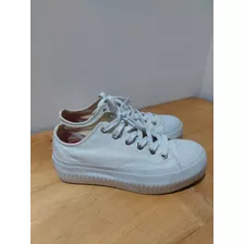 Zapatillas Blancas Mujer Plataforma Marca Fmg Tipo Converse 