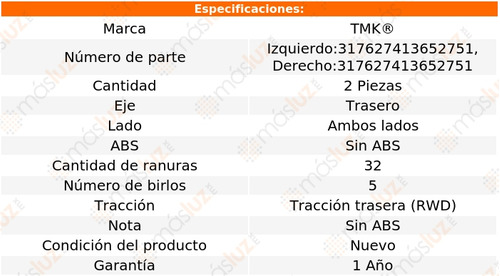 2- Mazas Traseras Sin Abs G37 3.7l 6 Cil 2008/2013 Tmk Foto 2