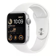 Reloj Smartwatch Apple Watch Series Se 44mm Aluminio Silver Color De La Caja Gris Color De La Malla Blanco Color Del Bisel Gris Diseño De La Malla Liso