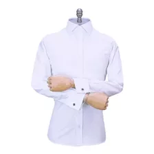 Camisa Branca Lisa Punho Duplo Colarinho Italiano