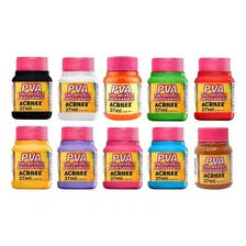 Tinta Pva Para Artesanato Acrilex 10x 37ml(escolha As Cores) Cor Colorido