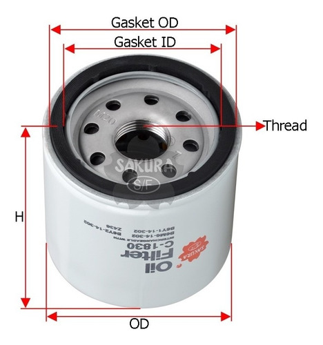 Filtro Para Aceite Sakura Outlander V6 3.0l Mitsubishi 07/13 Foto 2